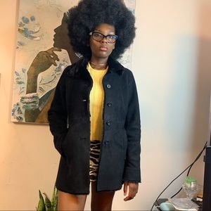 Ann Taylor Faux Fur Black Winter Coat